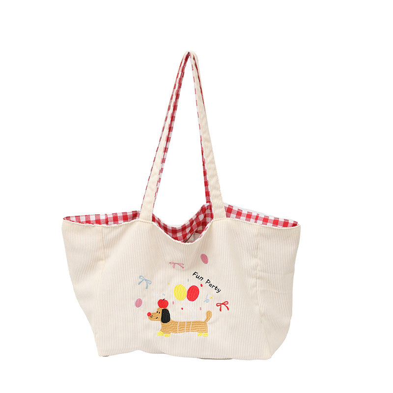 Cotton bag with playful dog motif Kalsten