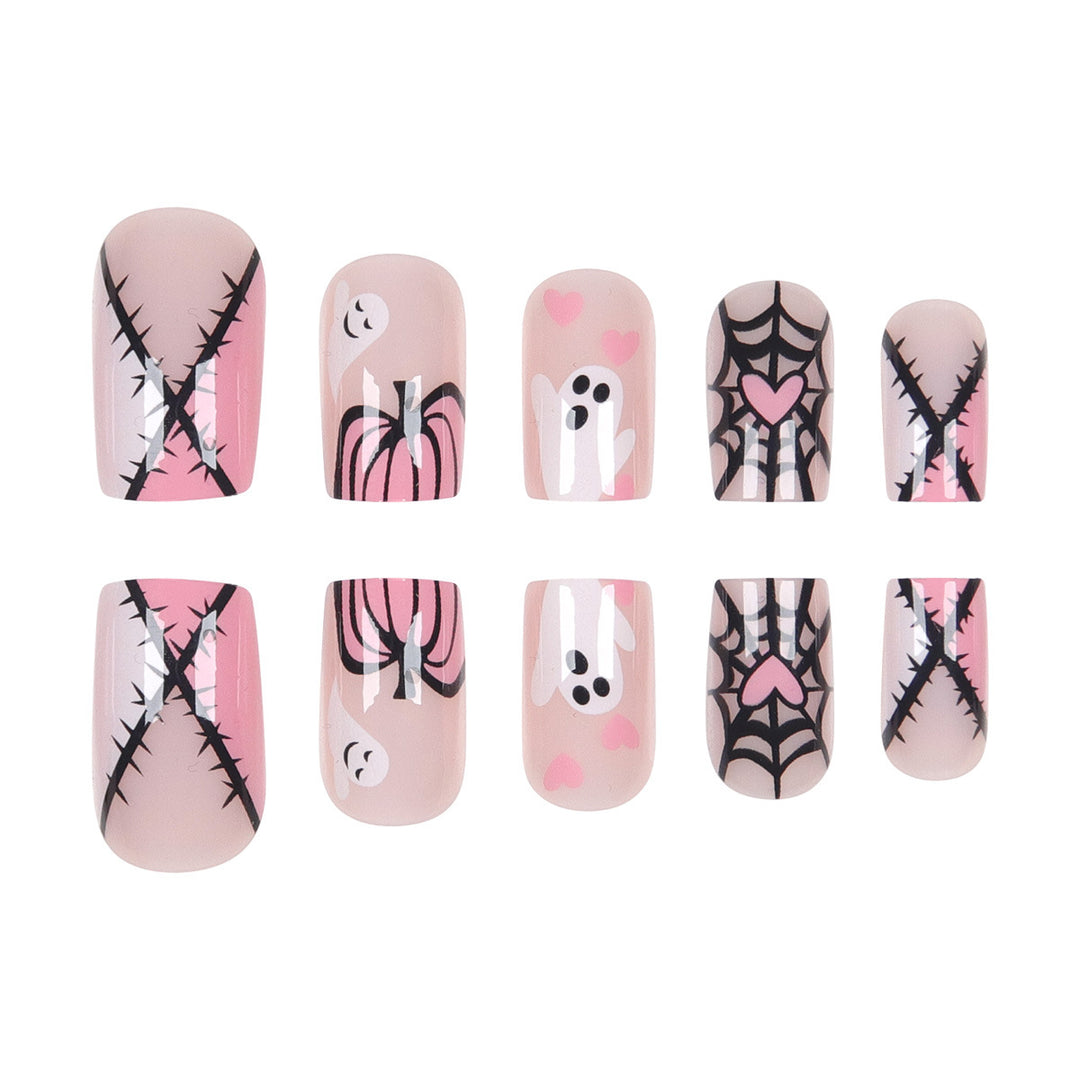 Haunted Ghost-Theme Press-On Nail Art Kalsten
