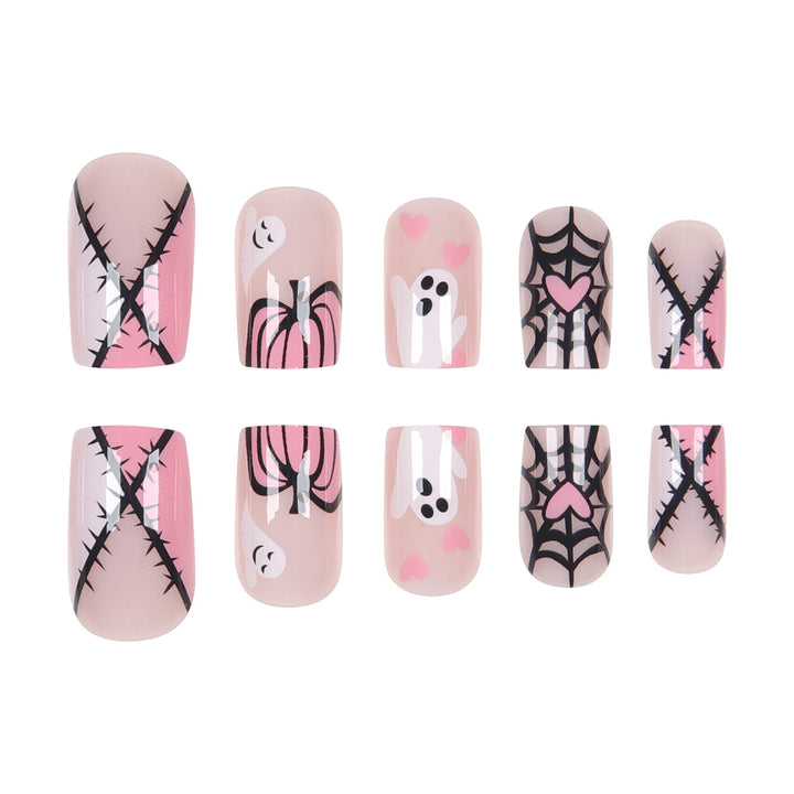 Haunted Ghost-Theme Press-On Nail Art Kalsten