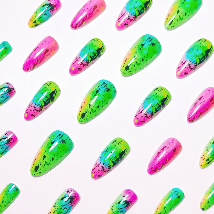 Artistic Neon Splash Nail Art Kalsten