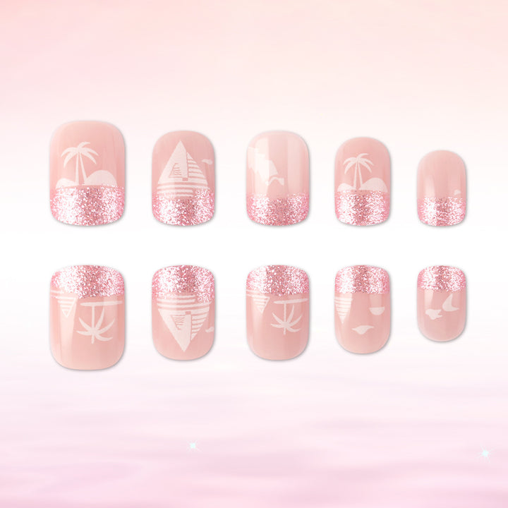 Tropical Beach-Themed Nail Art Design Kalsten