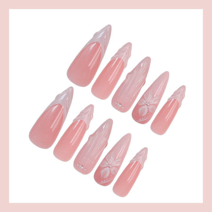 Artificial nail set with elegant 3D flower decorations Kalsten