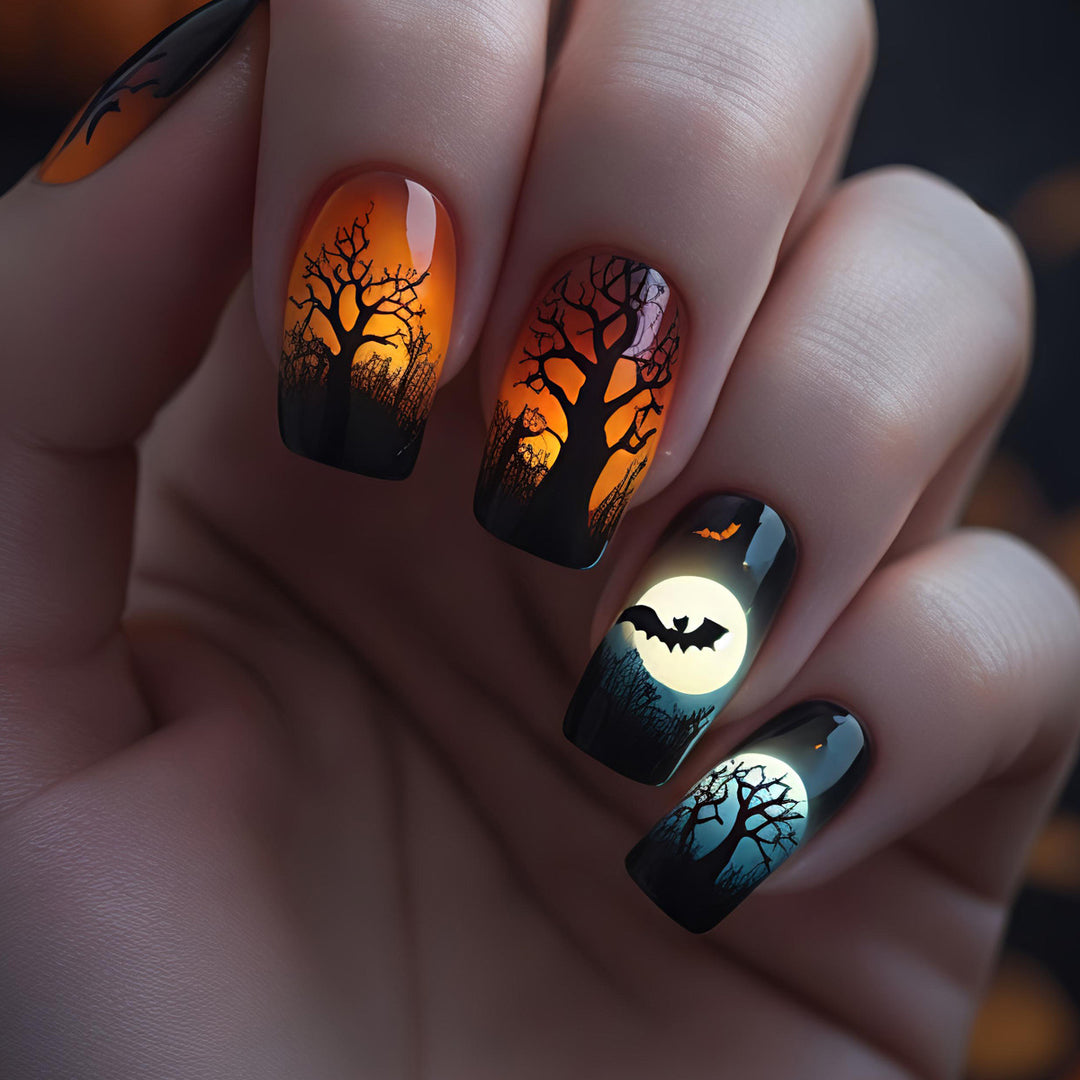 Artificial nails with autumnal creepy design Kalsten