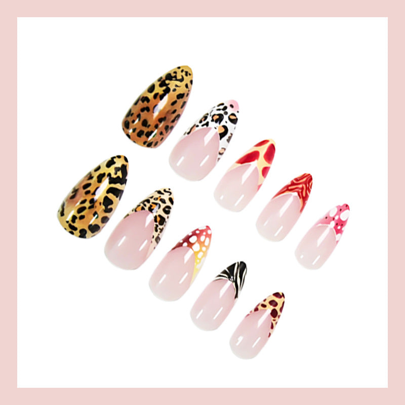 Acrylic nail set with elegant animal and geometric designs Kalsten