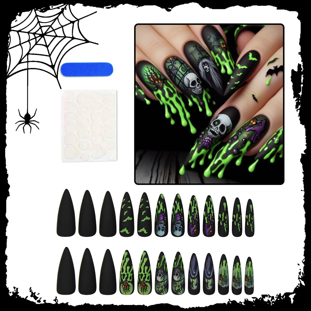 Artificial Halloween art nails with creative ghost and spider designs Kalsten