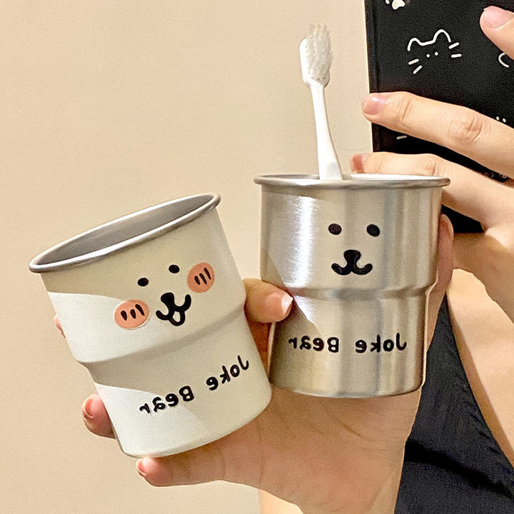 Stainless Steel Drinking Cup with Humorous Bear Motif Kalsten
