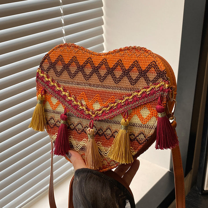 Bohemian Heart-Shaped Crossbody Bag
