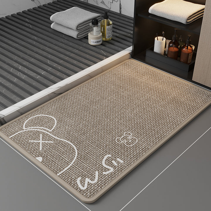 Decorative Coastal Fish-Themed Bath Mat for Bathroom
