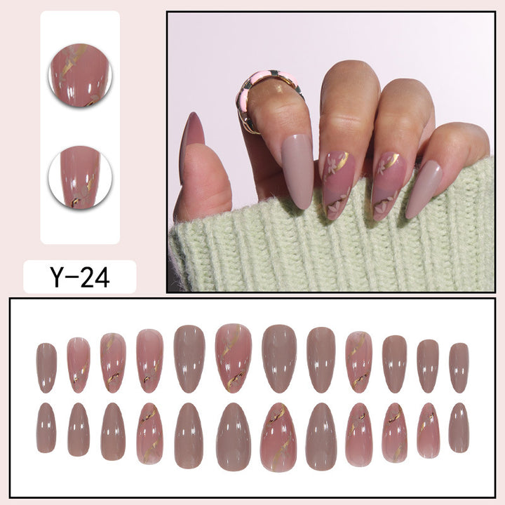 Elegant Floral Accented Stiletto Press-On Nails Kalsten