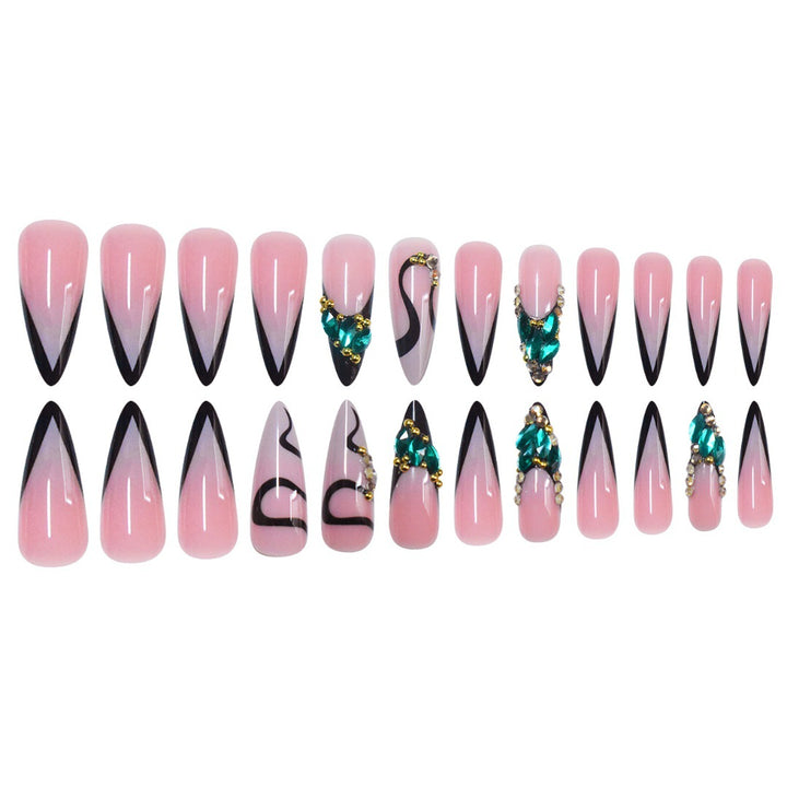 Rhinestone-Embellished Stiletto Nail Art Extensions Kalsten