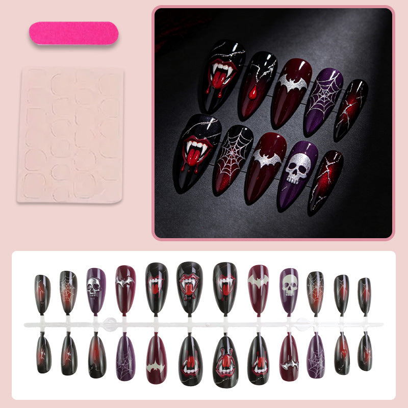Halloween Fake Nail Set with Creepy Halloween Motifs Kalsten