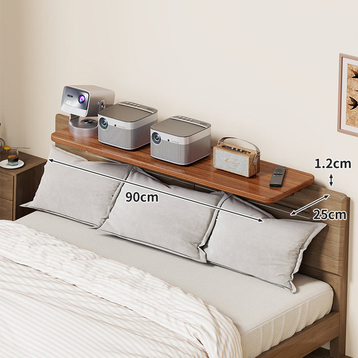 Headboard-Mounted Floating Bedside Shelf for Projectors and Devices