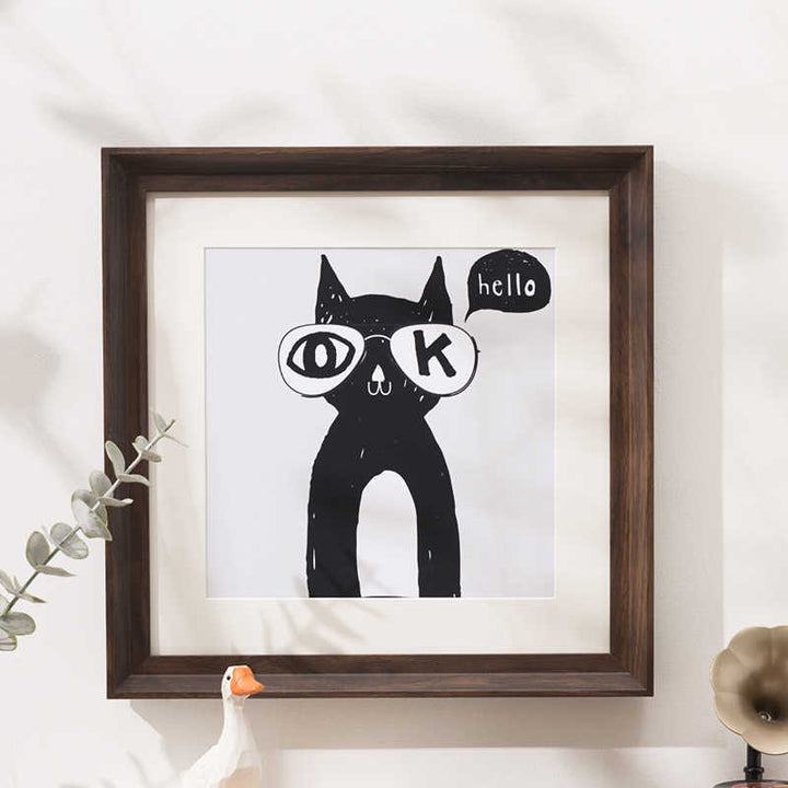 Artistic Cat Illustration Picture Frame for Wall Decor