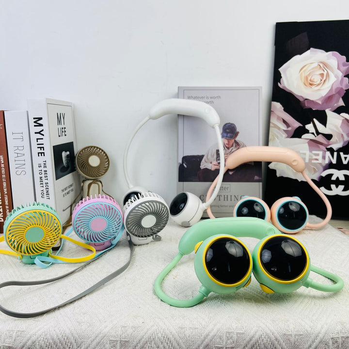 Cooling hands-free rechargeable dual bear-ear neck fan with adjustable speeds Kalsten