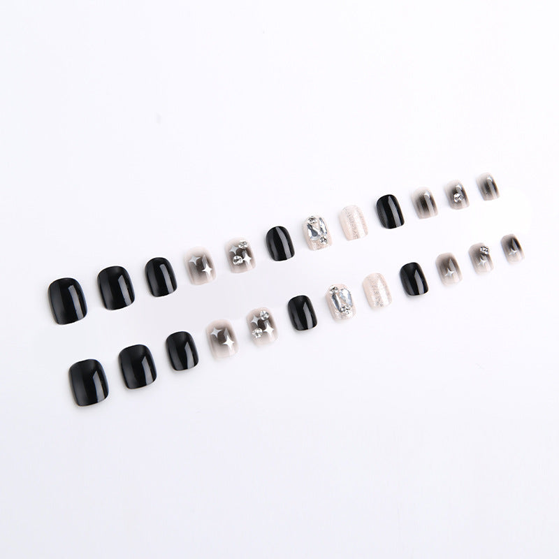 Artificial nail set with glamorous glitter and crystal decorations Kalsten