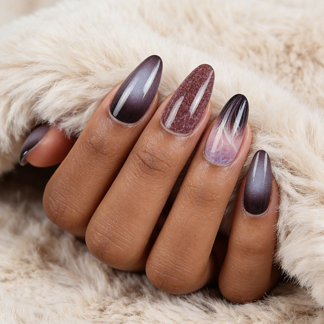 Long Stiletto Press-On Nails with Gradient and Shimmer Effect Kalsten