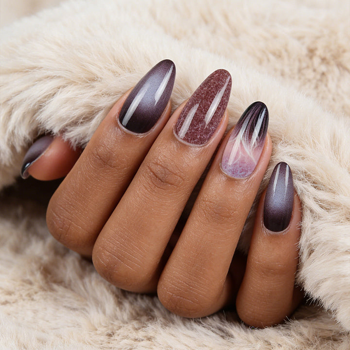 Long Stiletto Press-On Nails with Gradient and Shimmer Effect Kalsten