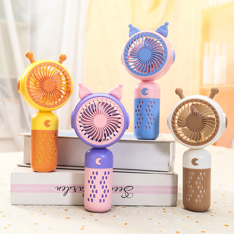 Women's portable USB hand fan with cat ears, rechargeable mini desktop fan, quiet travel fan with removable ear attachments Kalsten