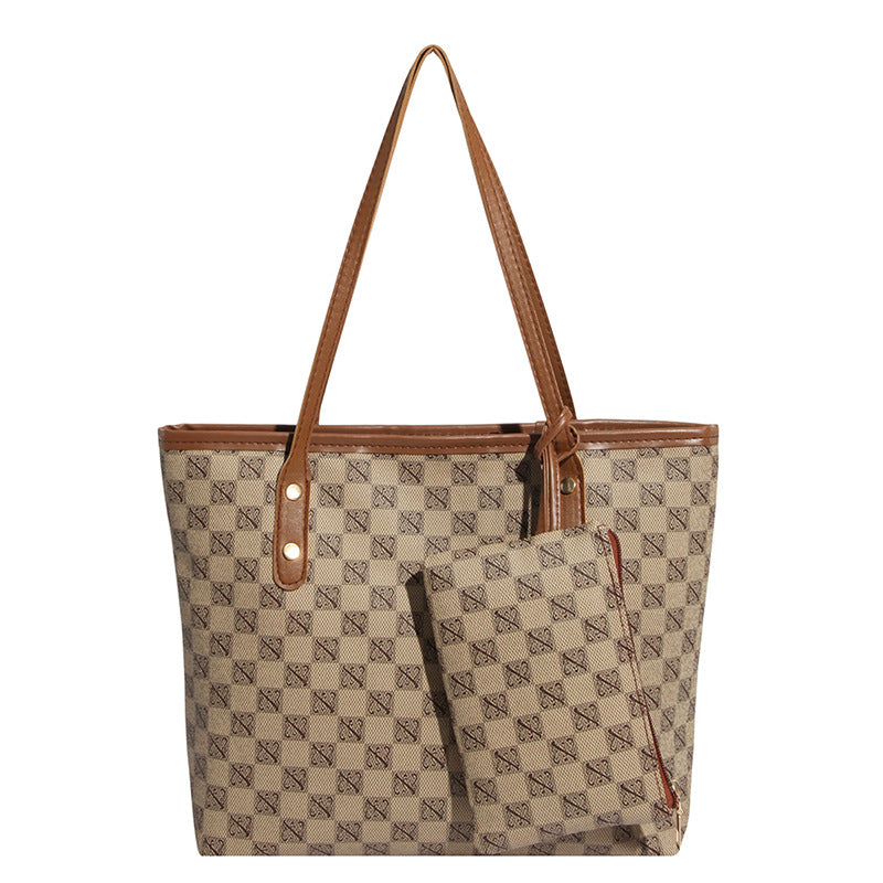 Checked Canvas Tote Bag