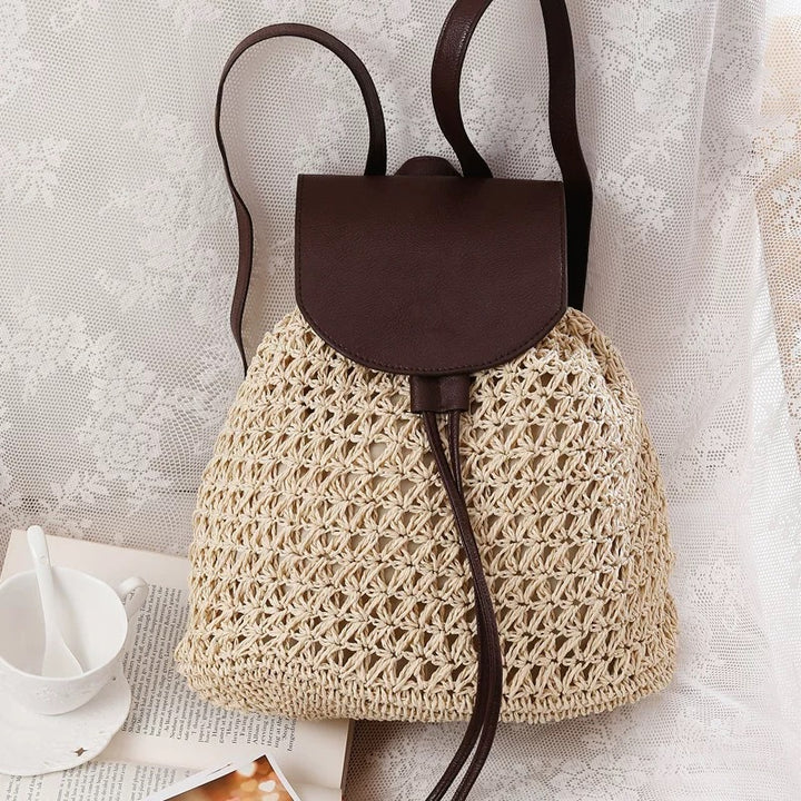 Braided shoulder bag with leather flap Kalsten