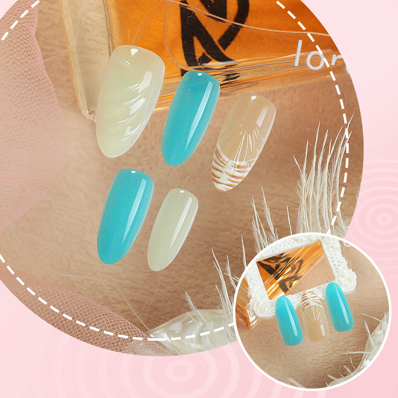 Vibrant Ocean-Inspired Press-On Nail Art Set
