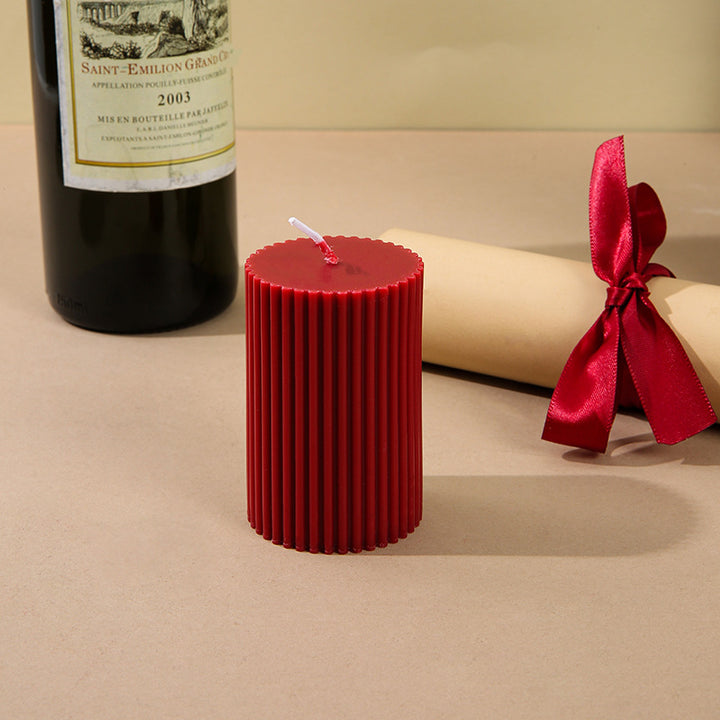 Ribbed Stacked Sphere Decorative Scented Pillar Candle With Long Cotton Wick