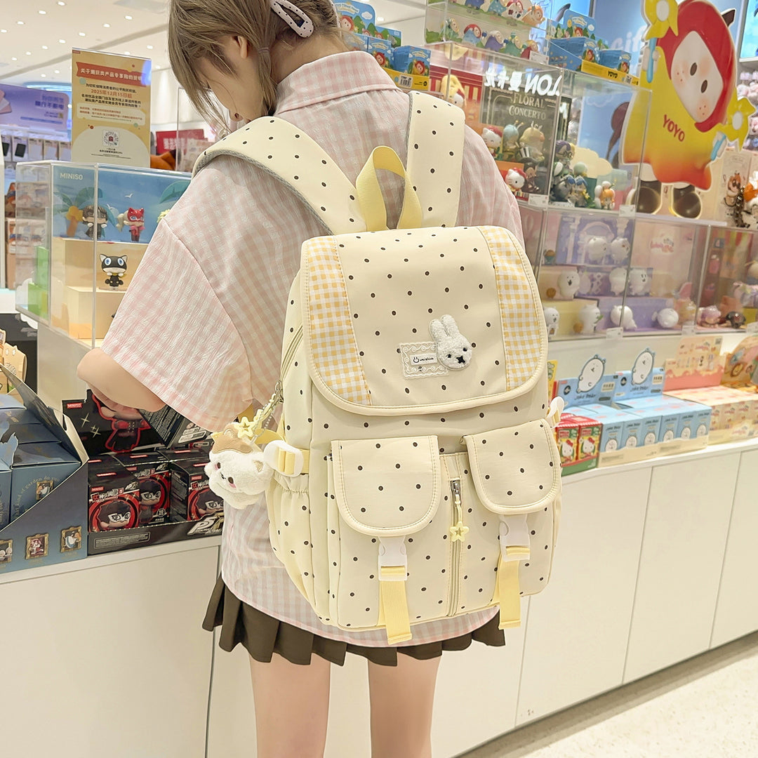 Cute Illustrated Polka Dot Backpack Kalsten