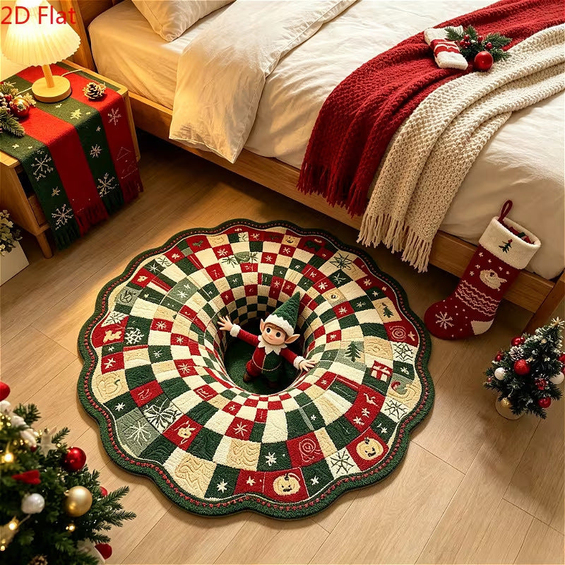 Festive 3D Christmas Village Area Rug