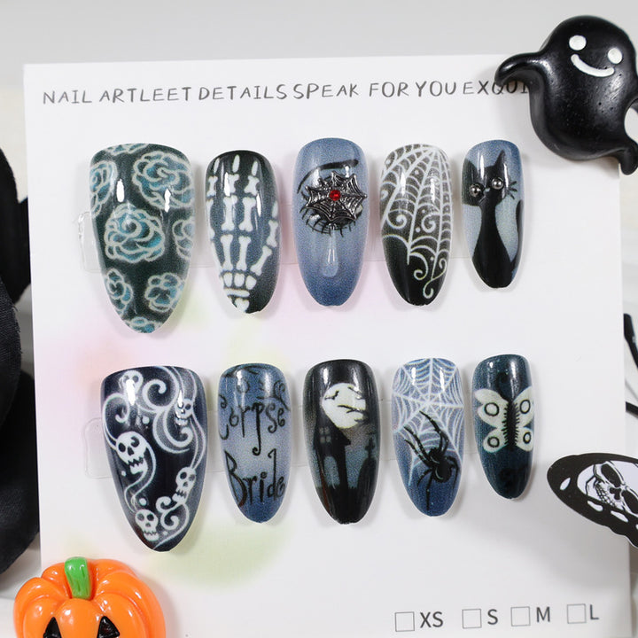Halloween Artificial Nail Set with Unique Spooky Designs Kalsten