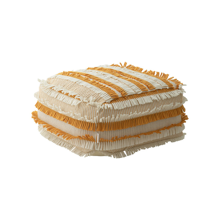 Boho-Pouf floor cushion with textured fringe surface