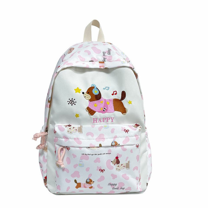 Backpack with Cheerful Dog Design and Multifunctional Compartment Layout Kalsten
