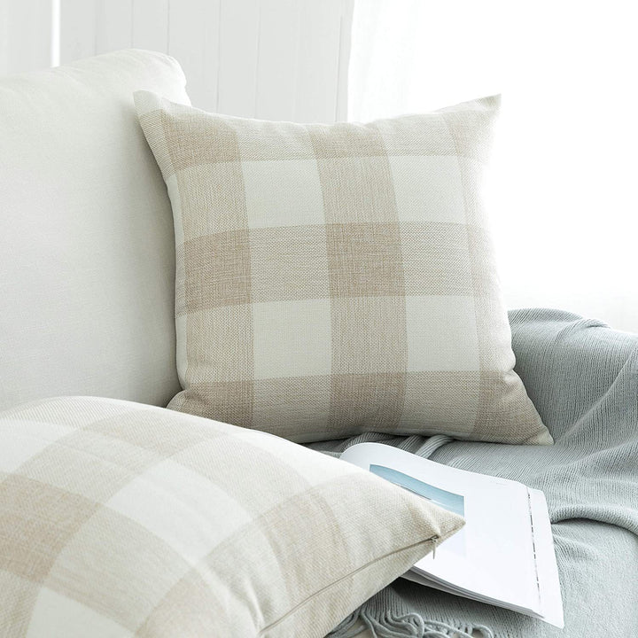 Buffalo Check Square Throw Pillow Covers with Hidden Zipper