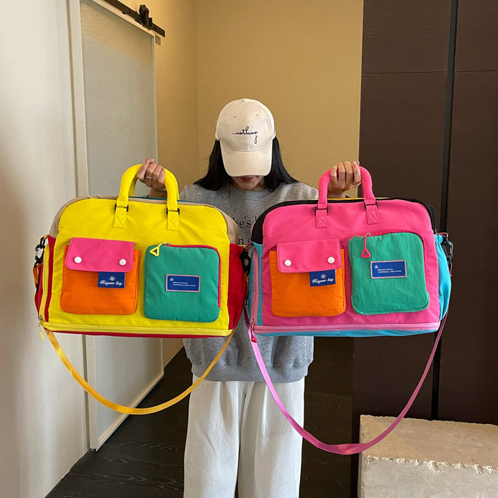 Colorful Multi-Pocket Messenger Bag Kalsten