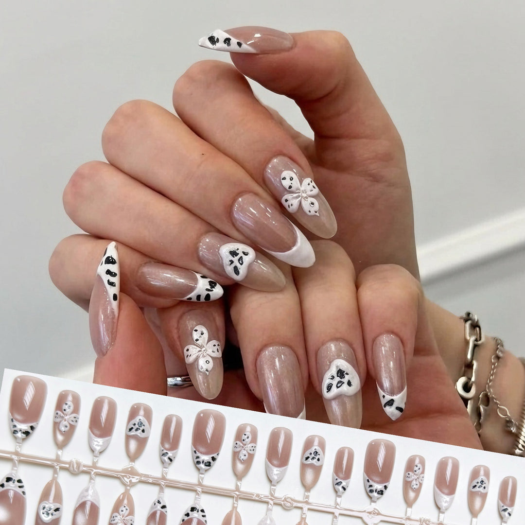 Artistic Floral French Tip Press-On Nails
