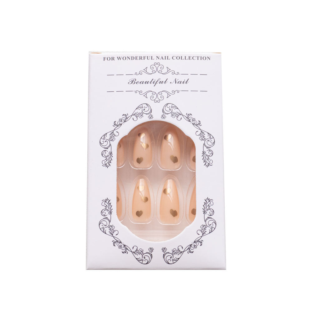 Elegant Heart-Decorated Press-On Nail Set