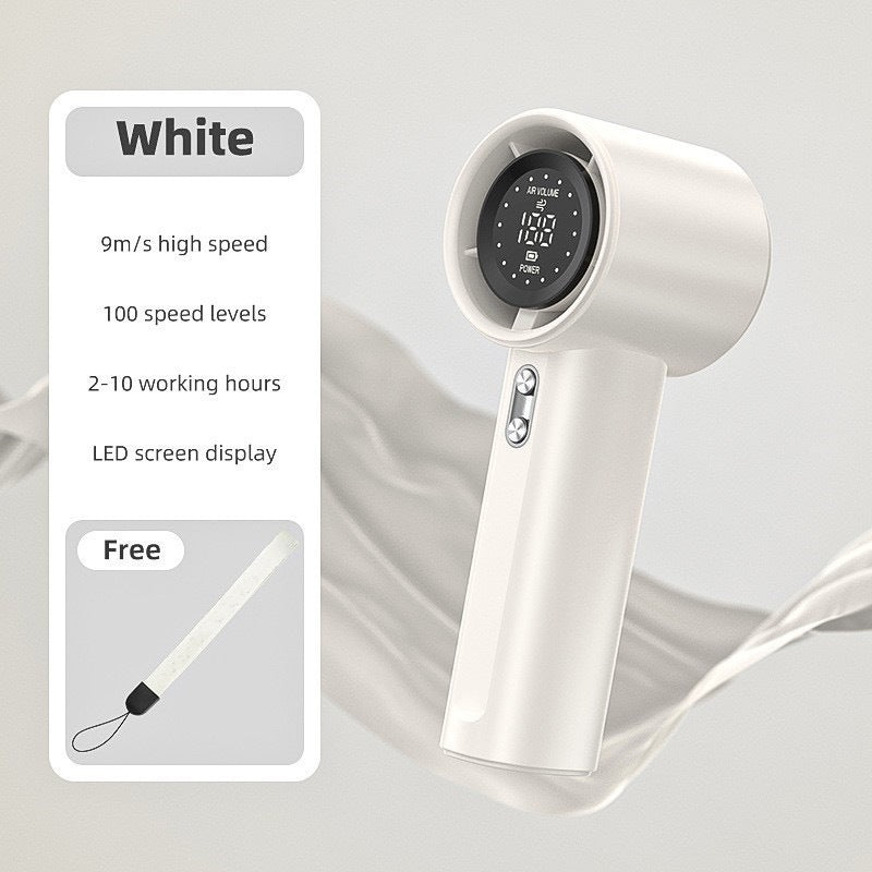 Cooling handheld bladeless personal fan with LED speed display and ultra-quiet brushless motor Kalsten