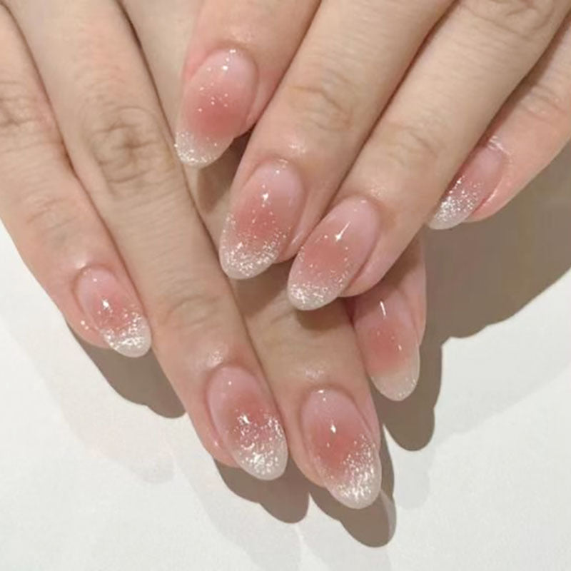 Glossy French Tip Nail Extensions