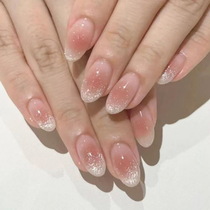 Glossy French Tip Nail Extensions