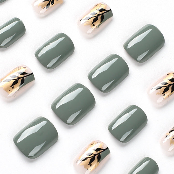 Artful Nail Extensions with Elegant Leaf Design Kalsten