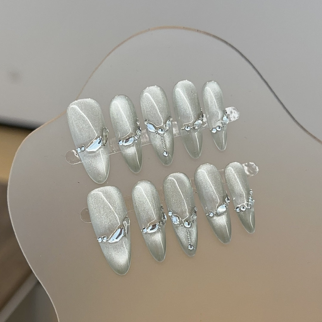 Decorative Crystal-Embellished Press-On Nails
