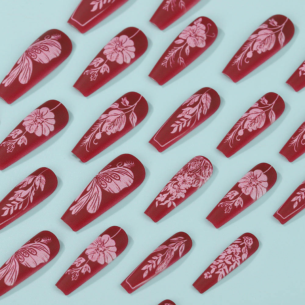 Artificial Nail Set with Floral Designs Kalsten