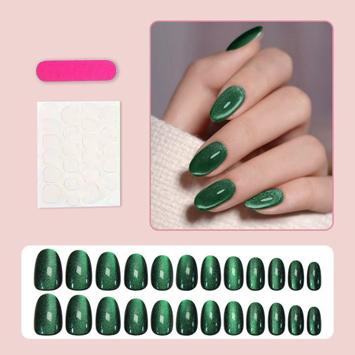 Artificial nail set with shimmering green effects Kalsten