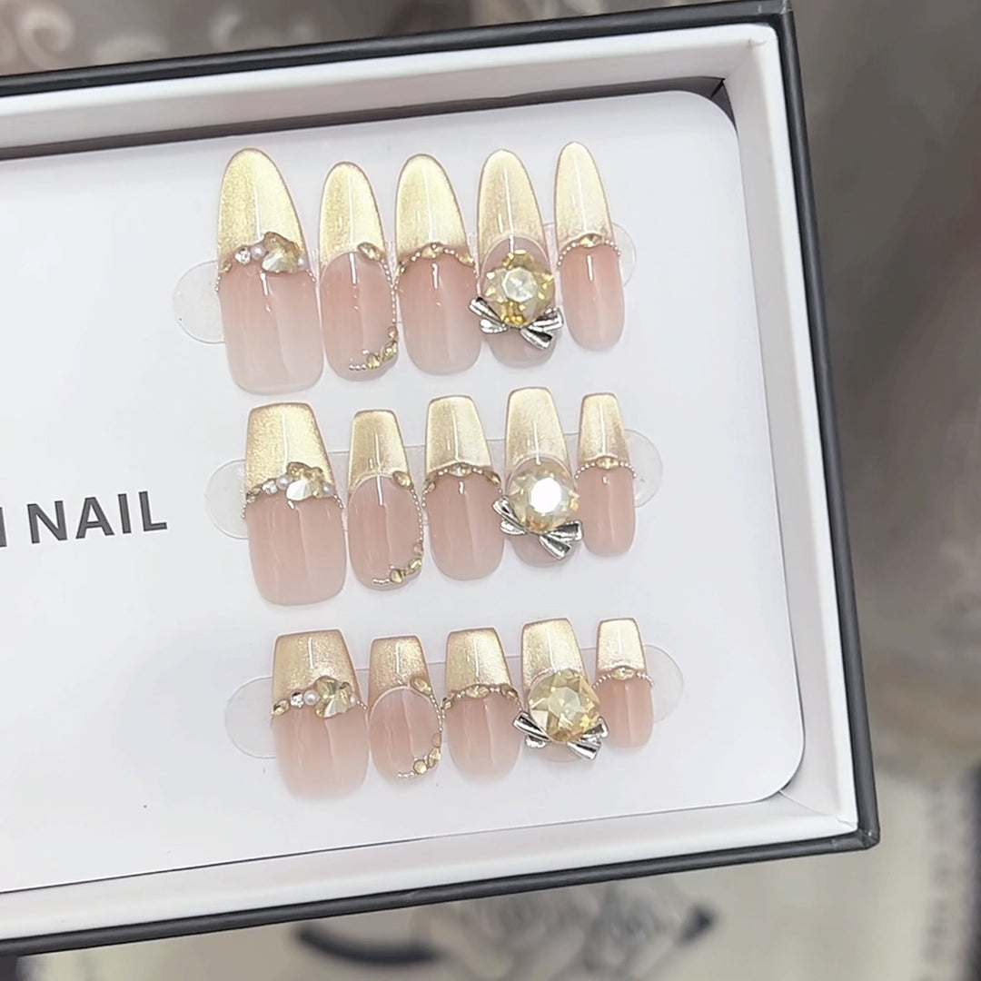 Decorative Rhinestone-Embellished Press-On Nails Kalsten
