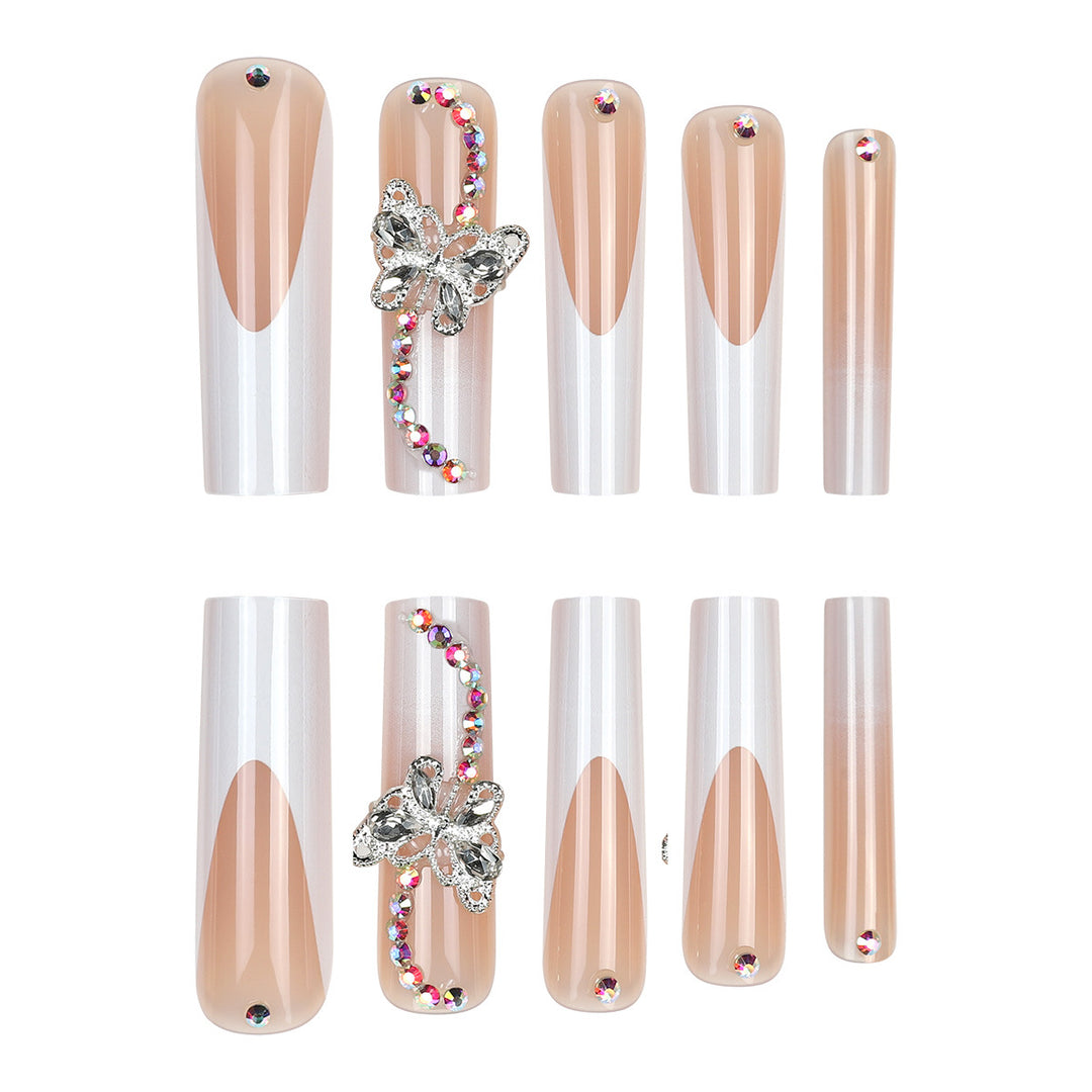 Elegant Decorative Press-On Nails with Rhinestone Accents Kalsten
