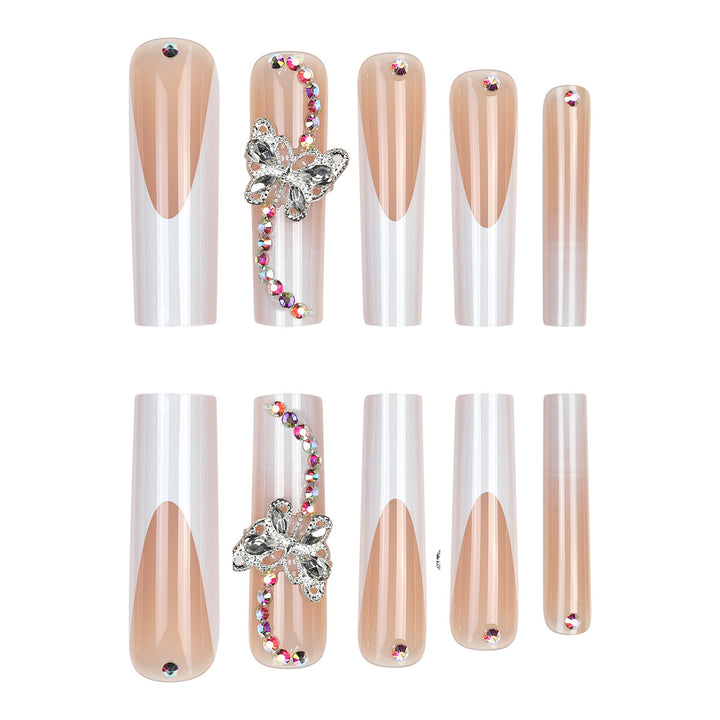 Elegant Decorative Press-On Nails with Rhinestone Accents Kalsten