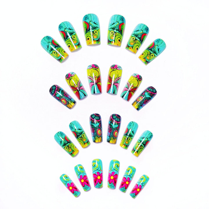 Creative Art Nails with Glowing Flower Design Kalsten