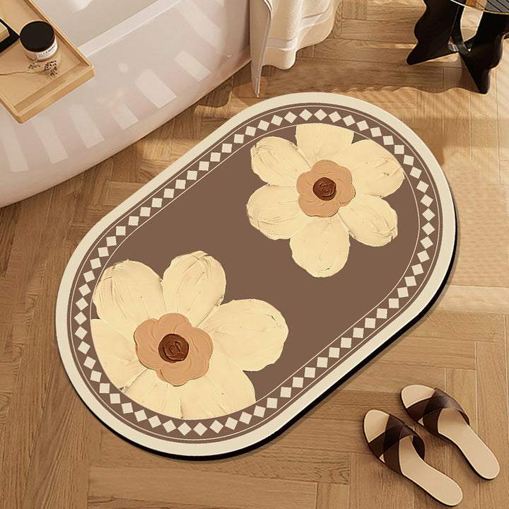 Elegant Marble-Themed Bath Mat Kalsten