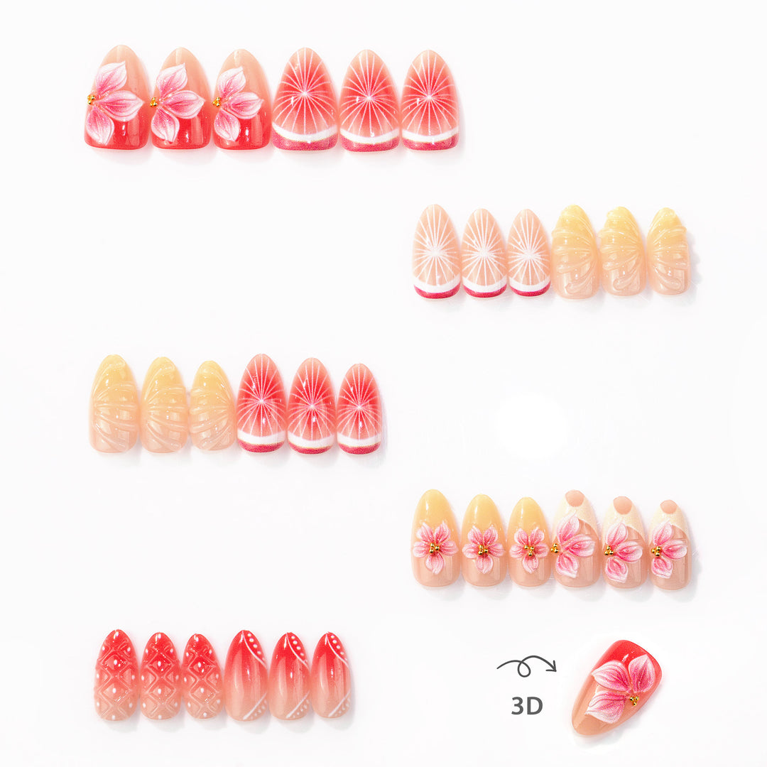 Artistic Floral Press-On Nail Art Set 1790738549