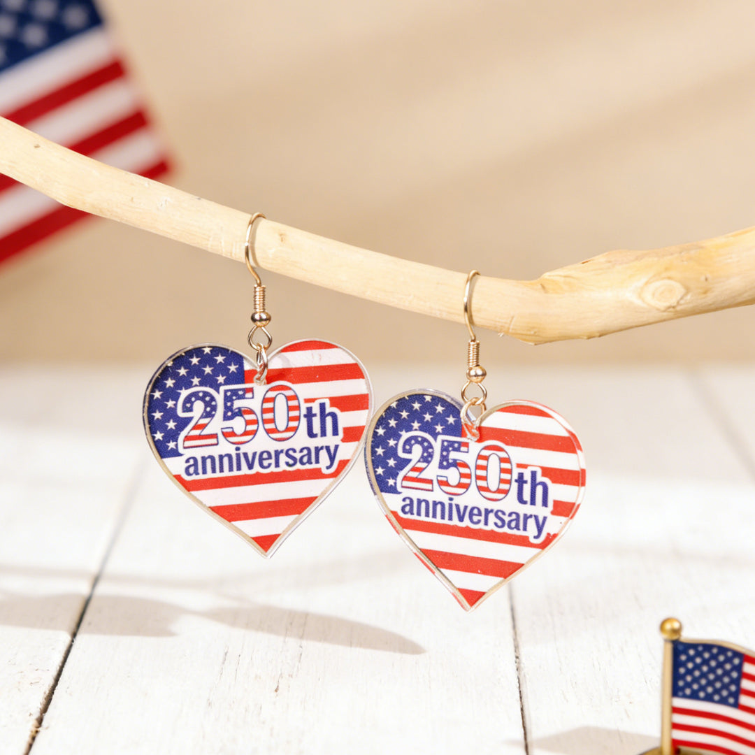Women's nan patriotic bow dangle acrylic earrings with gold plated hooks and lightweight charm Kalsten