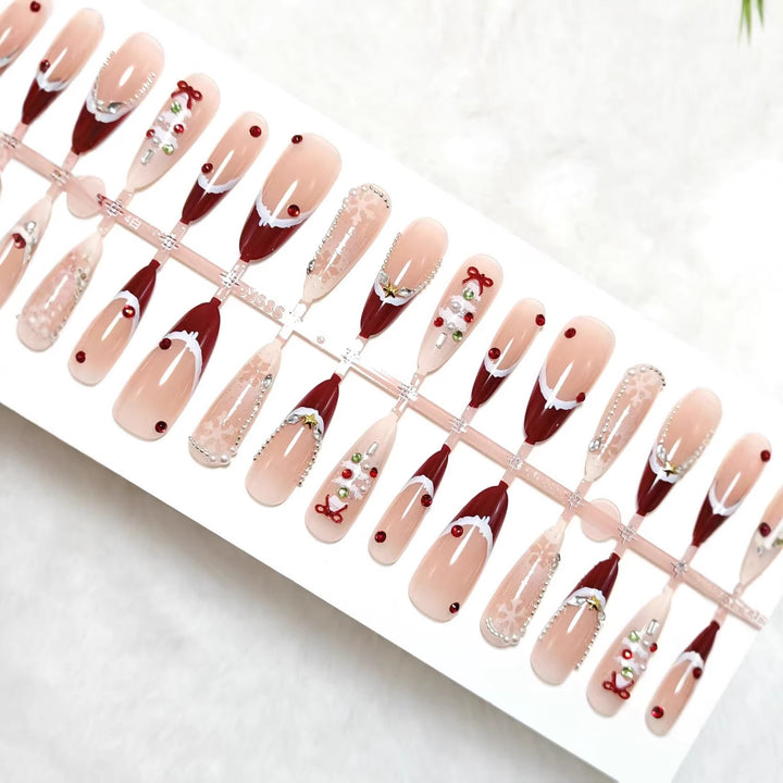 Artificial nails with festive designs and glitter accents Kalsten